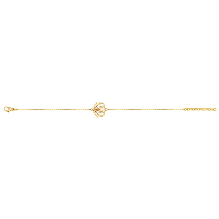 Bracelet Plaqué Or Pétales avec Oxydes Blancs Sertis – Image 2