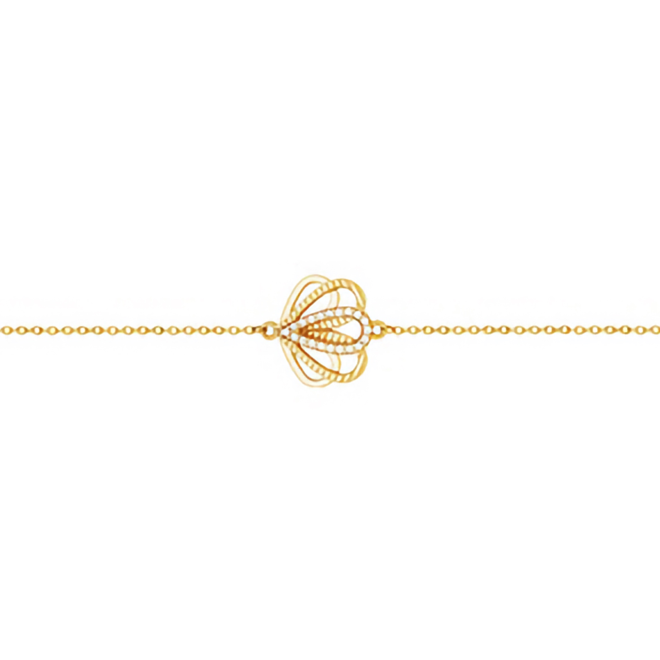 Bracelet Plaqué Or Pétales avec Oxydes Blancs Sertis