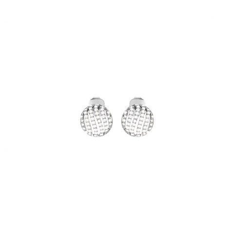 Boucles d'oreilles Argent Rhodié 925/1000 Ornement avec Pavage Oxydes blancs