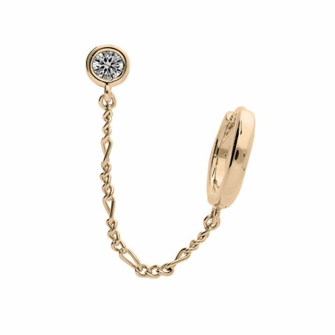Créole Ear Cuff Plaqué Or avec chainette et Rond Serti Clos Oxyde