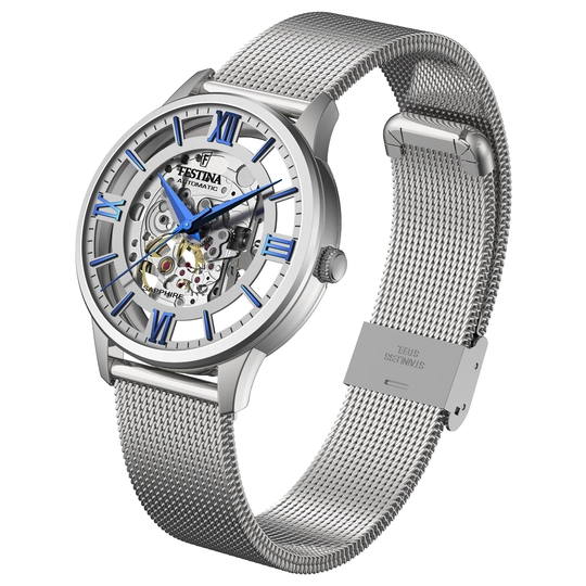 Festina Homme Squelette Automatique Acier Milanais Verre Saphir F20534/1 – Image 2