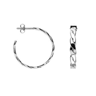 Demi Créoles Argent 925/1000 Tresse Plate 4.7mm Diamètre 30mm