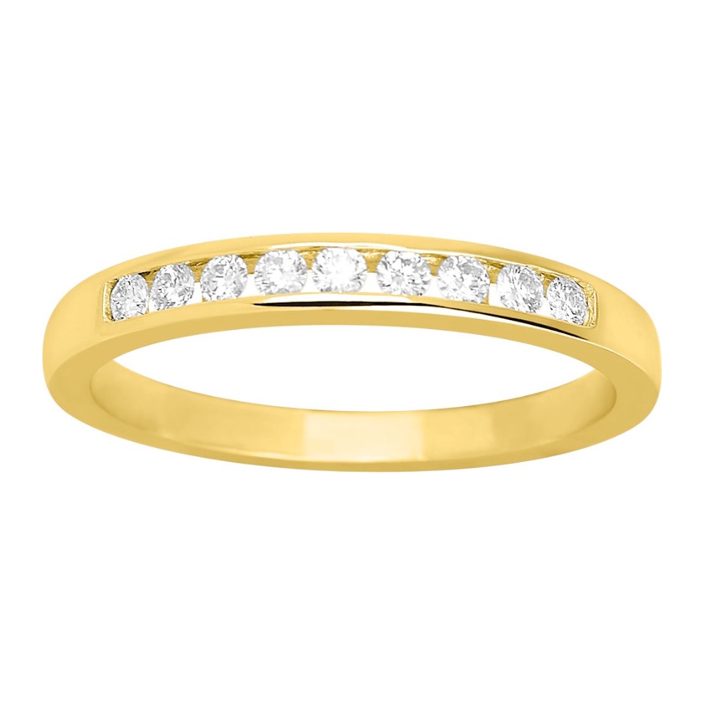 Alliance Or Jaune 750/1000 Demi-Tour 9 Oxydes de Zirconium Serti Rail
