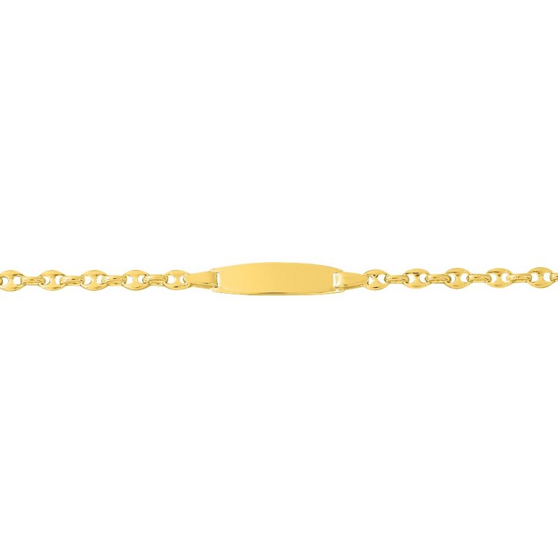Bracelet Identité Bébé Plaqué Or 750/1000 Maille Grain de Café 15 cm
