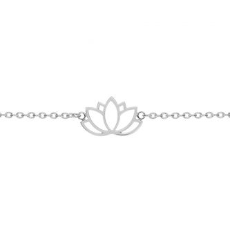 Bracelet Argent 925/1000 Rhodié Fleur de Lotus