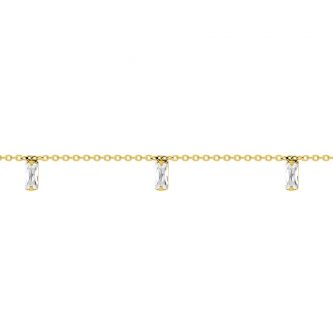 Bracelet Fashion Steel Acier Doré et Oxydes Blancs Taille Baguette