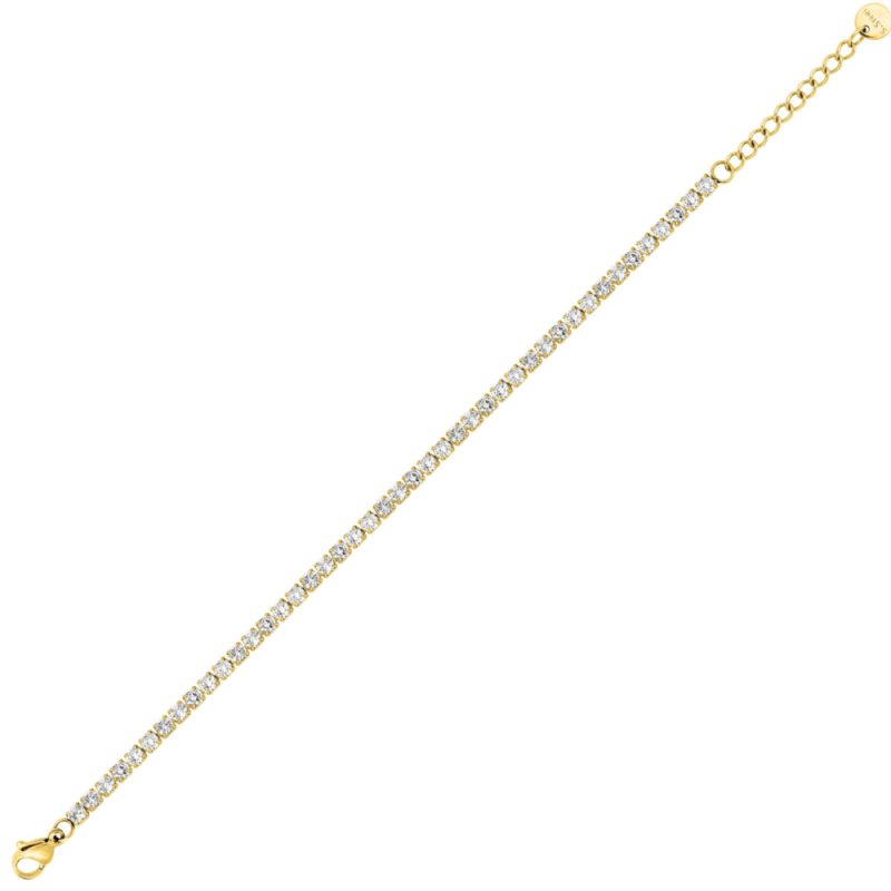 Bracelet Fashion Steel Acier Doré Un Rang Oxydes Blancs – Image 2
