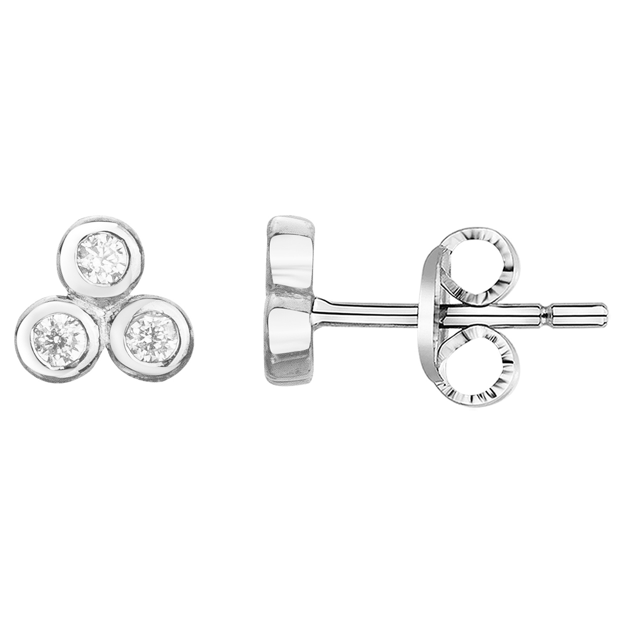 Boucles d'oreilles Argent Rhodié 925/1000 Trilogie Oxydes Serti Clos