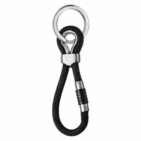 Porte-clés Thabora Acier pour Charms Fermoir Aimanté et Vissé Tressé PVD Noir