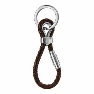Porte-clés Thabora Acier pour Charms Fermoir Aimanté et Vissé Cuir Marron Tressé