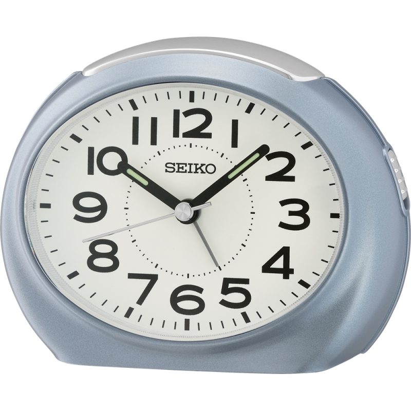 Réveil Seiko Bleu Clair Métallisé Cadran Blanc QHE193L