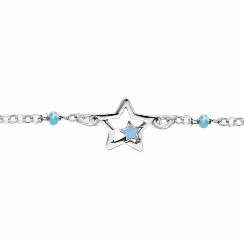 Bracelet Enfant Argent Rhodié 925/1000 Étoile Bleue
