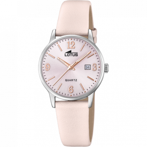 Montre Lotus Femme Acier Fond Rose Bracelet Cuir Rose 18699/2