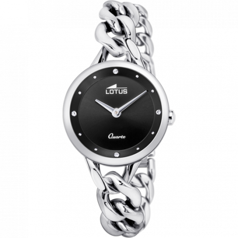 Montre Lotus Femme Trendy Acier Fond Noir Bracelet Acier 18721/4