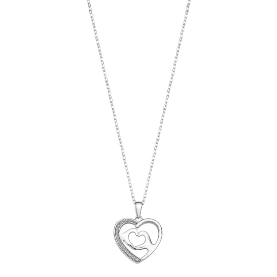 Collier Argent 925/1000 Mains au Coeur avec Oxydes