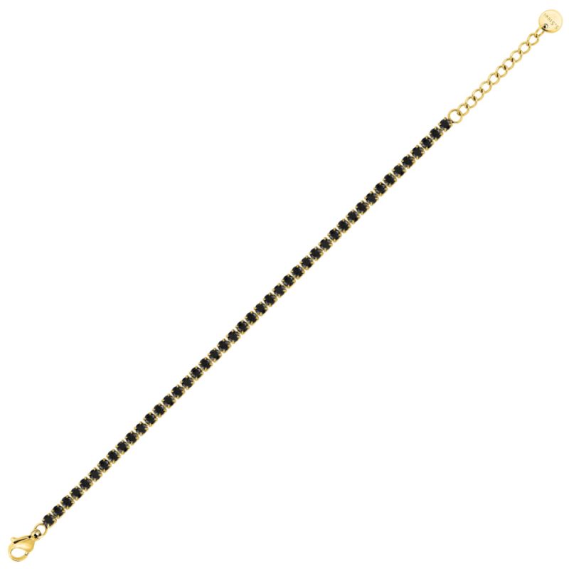 Bracelet Fashion Steel Acier Doré Un Rang Oxydes Noirs – Image 2