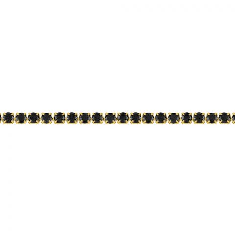 Bracelet Fashion Steel Acier Doré Un Rang Oxydes Noirs