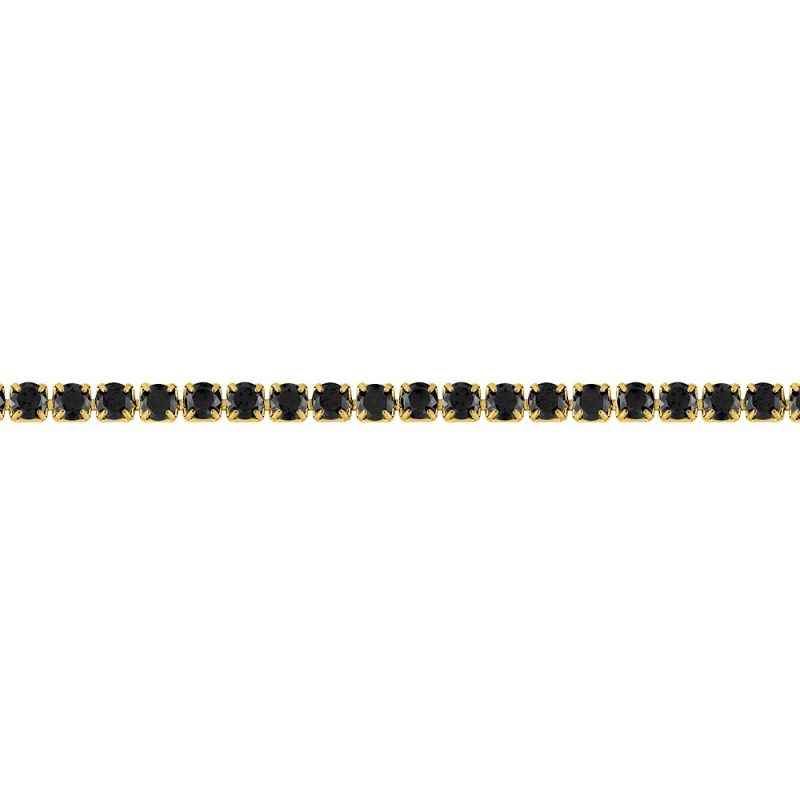 Bracelet Fashion Steel Acier Doré Un Rang Oxydes Noirs