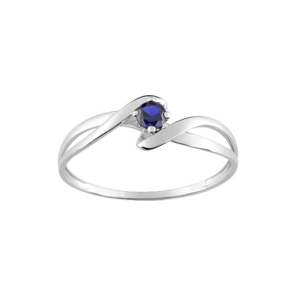Bague Or Blanc 750/1000 et Saphir Rond