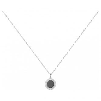 Collier Argent Rhodié 925/1000 Céramique et Pavage Rond Oxydes