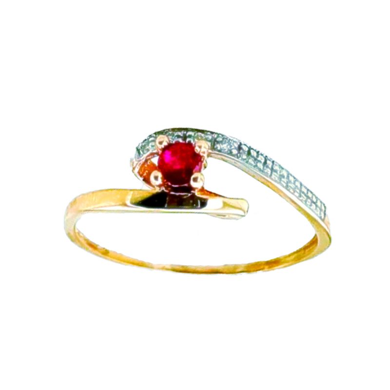 Bague Or Bicolore 750/1000 Rubis Rond