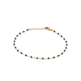 Bracelet Boho Plaqué Or Jaune et Perles de Miyuki Noires