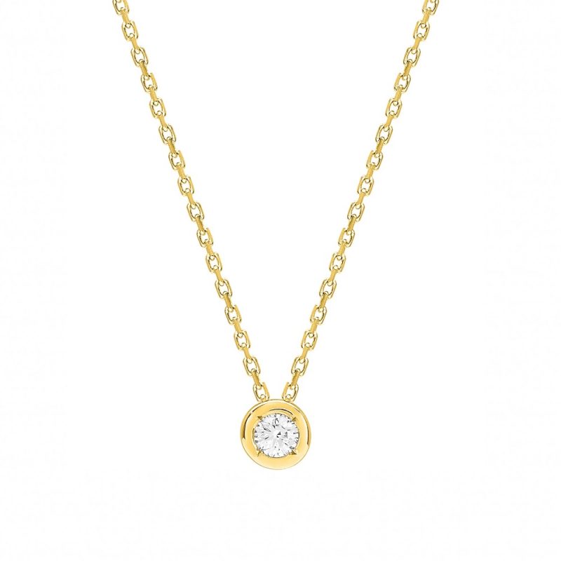 Collier Or Jaune 750/10000 et Diamant 0.08ct Serti Clos
