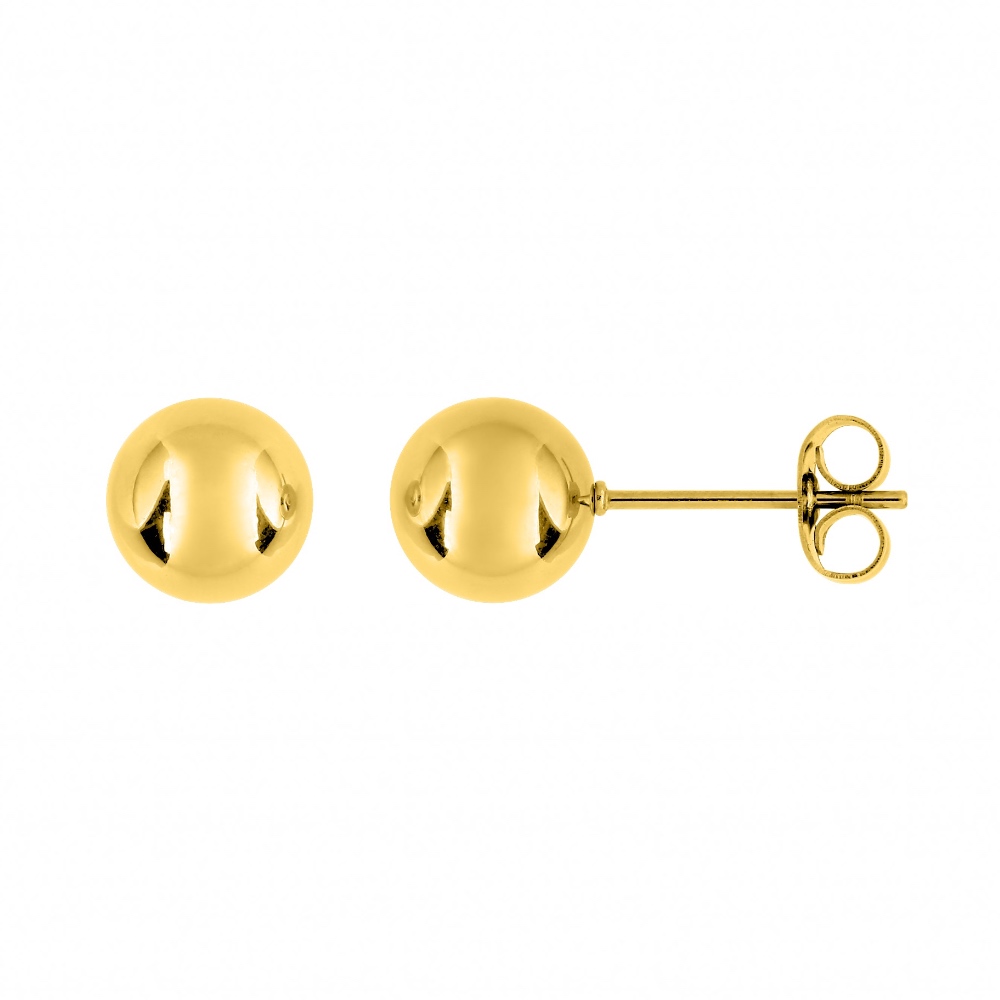 Boucles d'oreilles Fashion Steel Boules 8mm Acier Doré