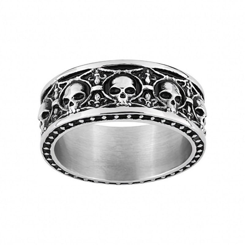 Bague Homme Cargo Acier Noircie Tête de Mort