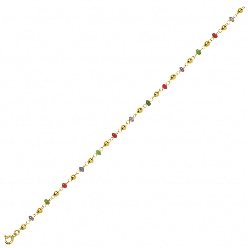Bracelet or jaune 750/1000 Saphirs Emeraudes Rubis – Image 2