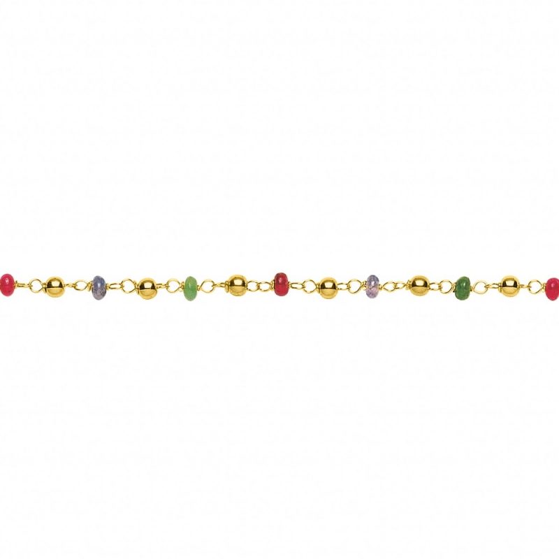 Bracelet or jaune 750/1000 Saphirs Emeraudes Rubis