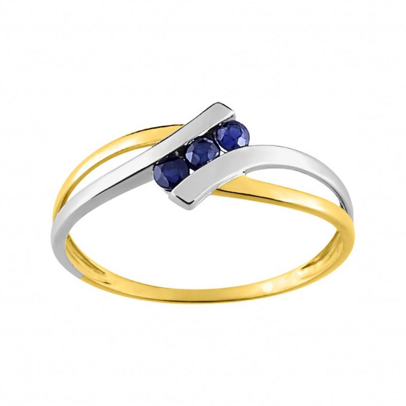Bague Or Bicolore 750/1000 Trilogie Saphir