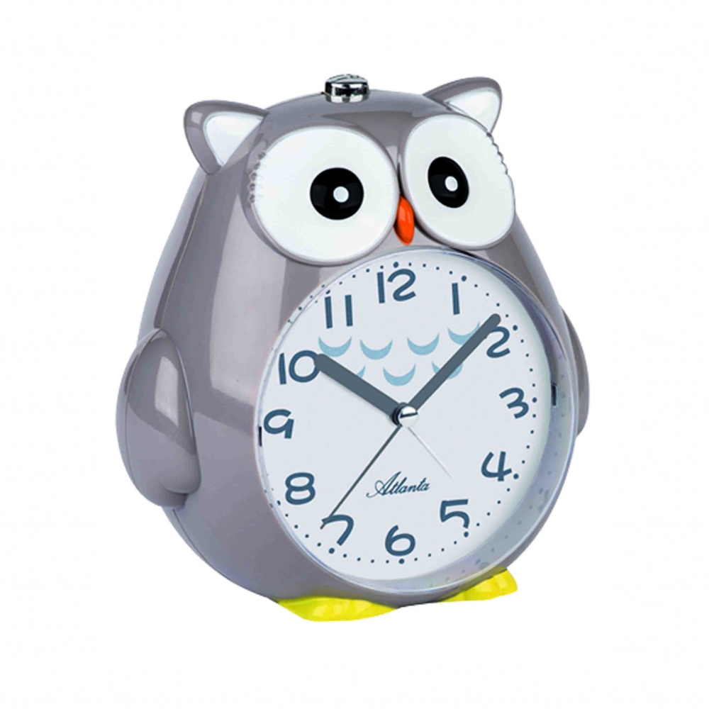 Réveil Enfant Silencieux Gris Hiboux