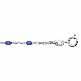 Bracelet Boho Argent Rhodié 925/1000 et Résine Bleue