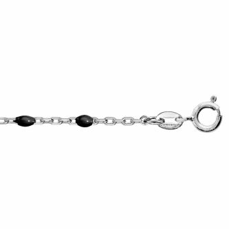 Bracelet Boho Argent Rhodié 925/1000 et Résine Noire