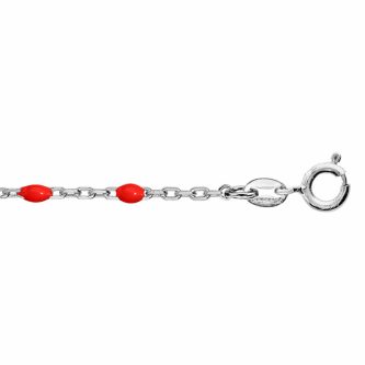 Bracelet Boho Argent Rhodié 925/1000 et Résine Rouge