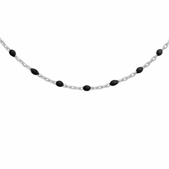Collier Boho Argent Rhodié 925/1000 et Résine Noire