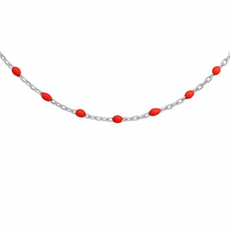 Collier Boho Argent Rhodié 925/1000 et Résine Rouge