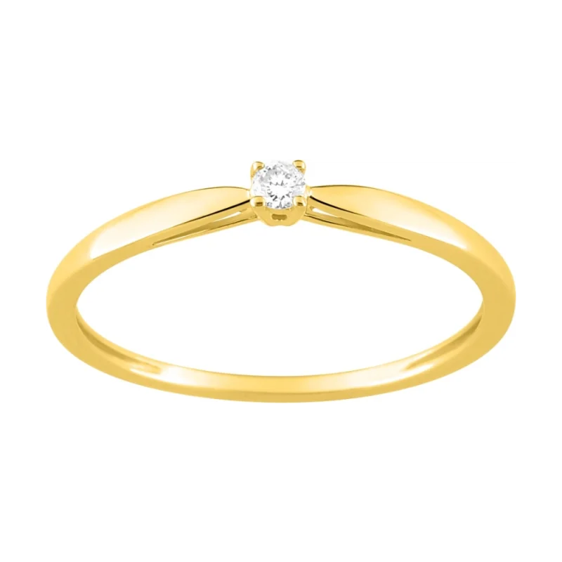 Bague Solitaire Or Jaune 750/1000 et Diamant 0.05ct