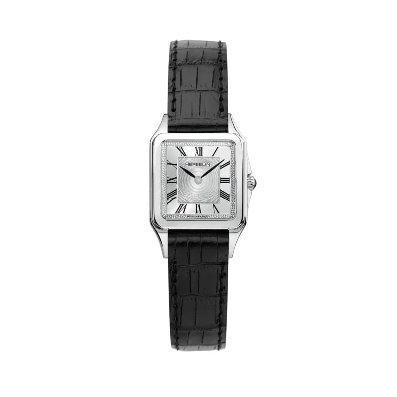 Montre Femme Herbelin Rectangulaire Acier Luna Cuir Noir 17457AP01