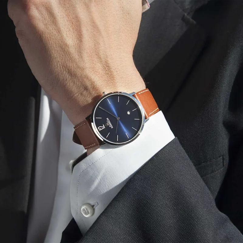 Montre Homme Herbelin Acier City Cadran Bleu Cuir Gold 19515AP15GD – Image 2