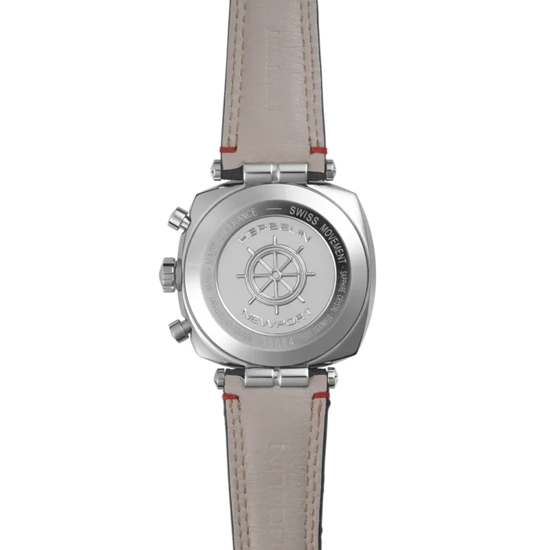 Montre Homme Herbelin Acier Chrono Newport Héritage Cuir Bleu 35664AP25 – Image 4