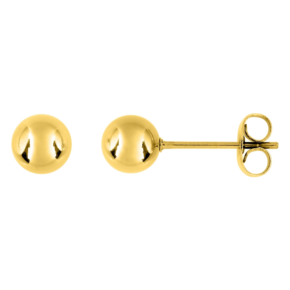 Boucles d'oreilles Fashion Steel Acier Doré Boules 6mm