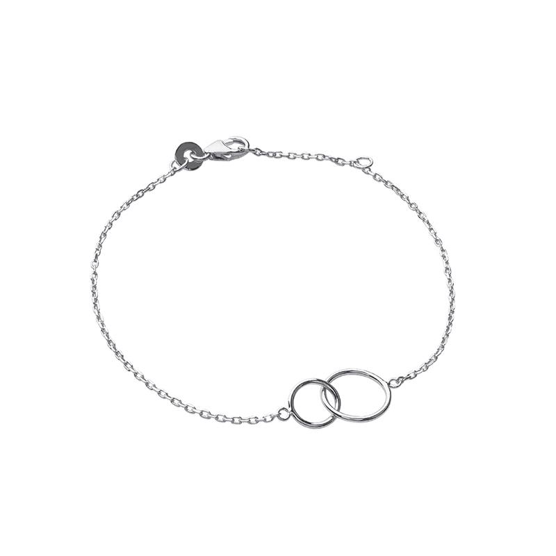 Bracelet Argent Rhodié 925/1000 Double Cercle