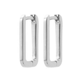 Créoles Argent Rhodié 925/1000 Forme Petit Maillon Hauteur 14mm