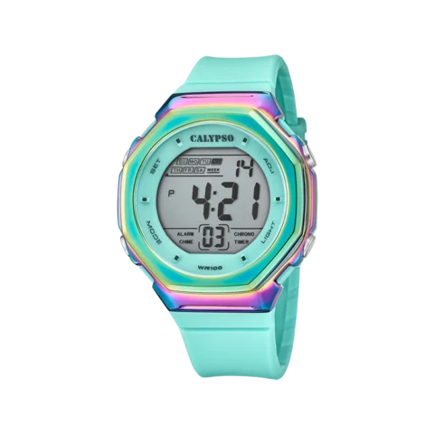 Montre Calypso Digitale Multicolore Bracelet Vert K5842/1