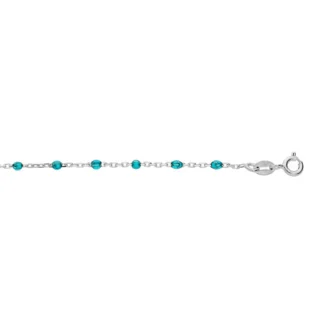 Bracelet Boho Argent Rhodié 925/1000 et Bleue Translucide