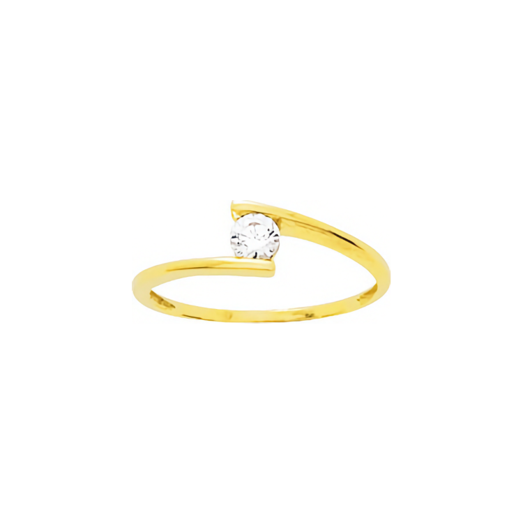 Bague Solitaire Or Jaune 750/1000 et Oxyde de Zirconium 3.75mm