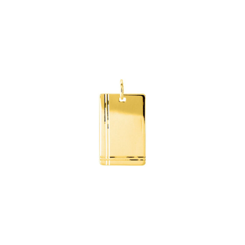 Médaille à Graver Rectangle Striée Plaqué Or Jaune