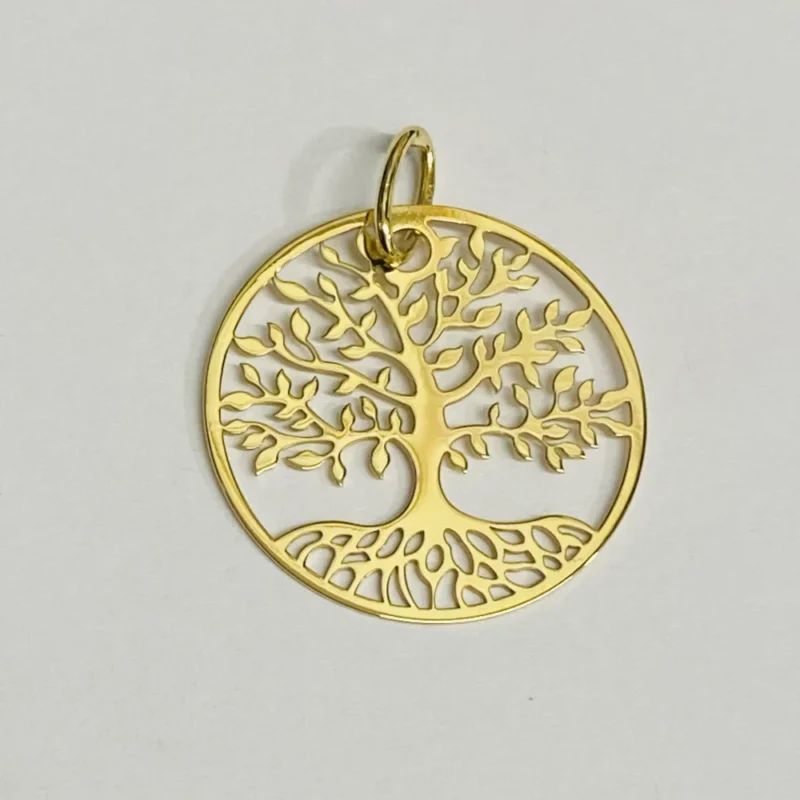 Médaille Or Jaune 750/1000 Arbre de Vie Ronde 20mm